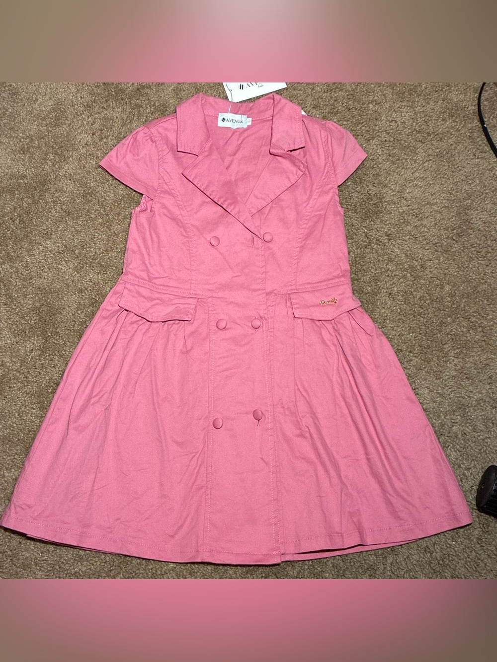 NWT Avenue Kids Girls Dress Size 8 – Pink Utility Button Front Dress
